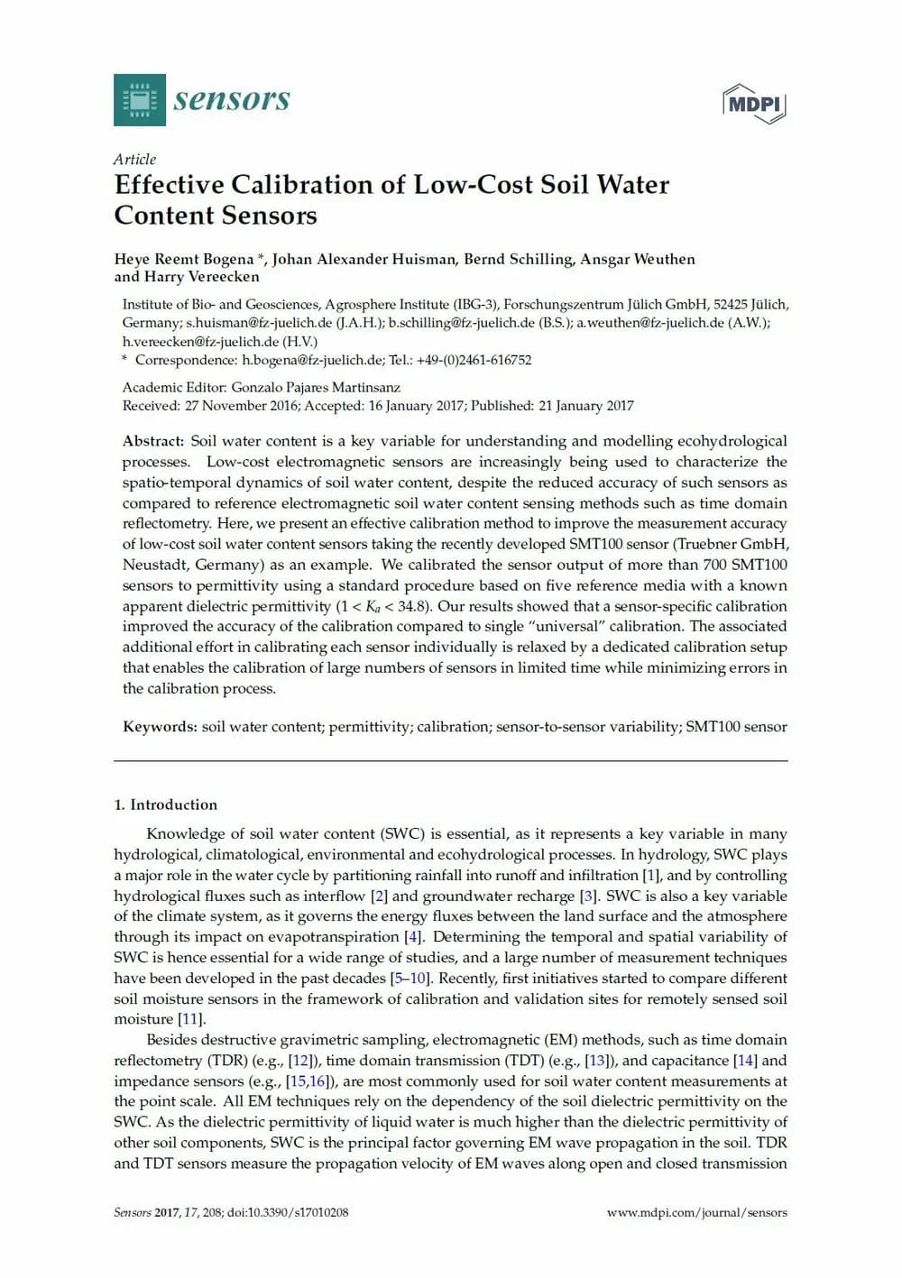 Effective Calibration of Low-Cost Soil Water Content Sensors
